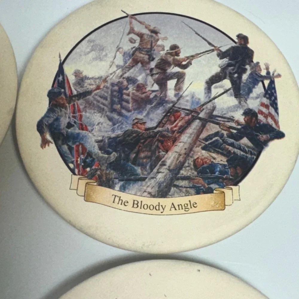 4‎ Civil War Bloody Angle Ceramic Coasters Union Confederate Battle Art History